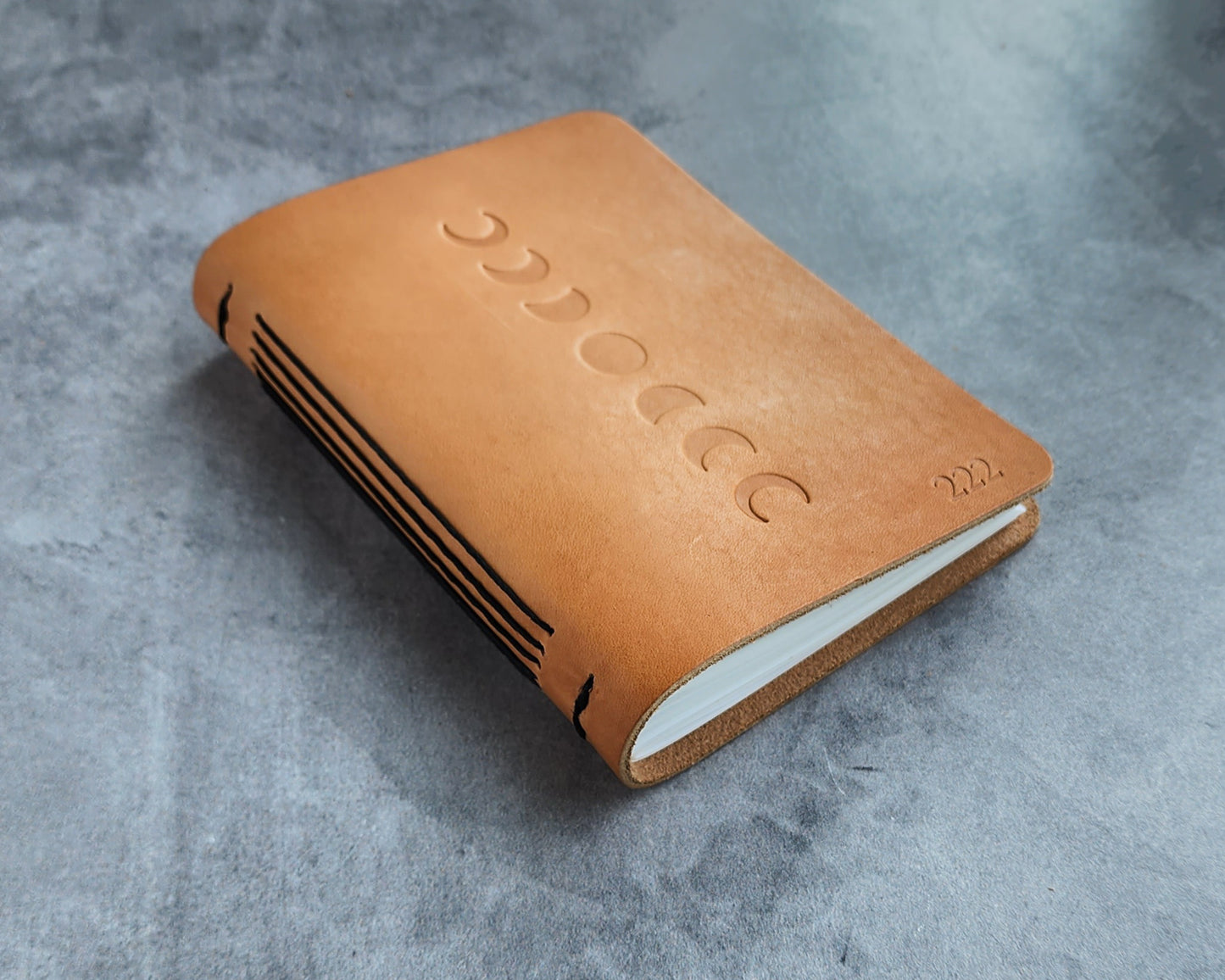 Personalized Leather Journal with Phases of the Moon - Black