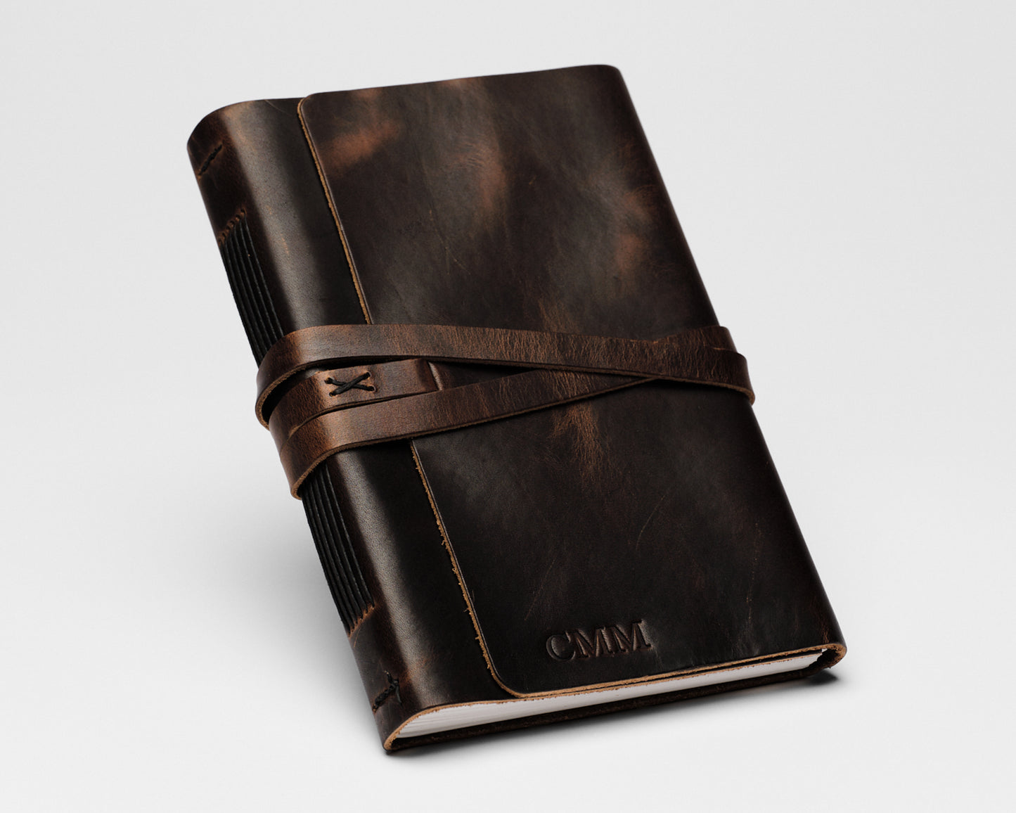 Personalized Leather Journal - Natural color with wrap closure