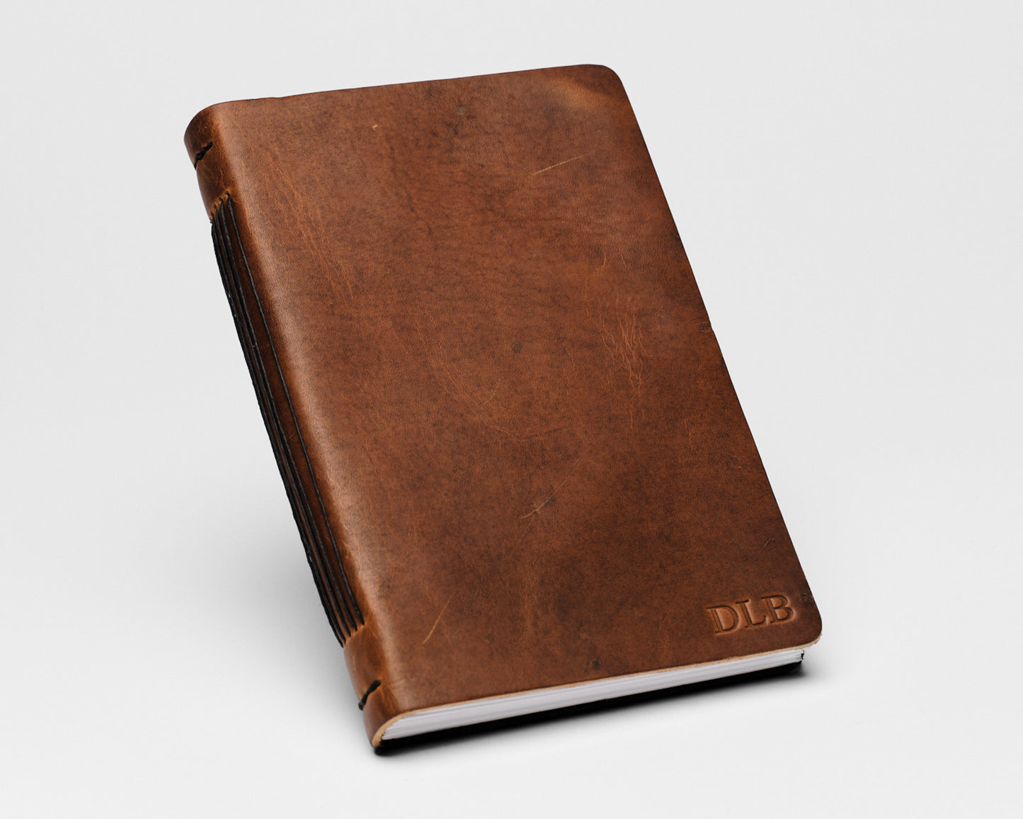 Personalized Leather Journal , No strap or closure - Dark Brown