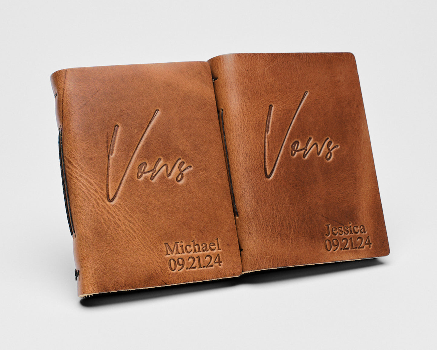 Personalized Leather Wedding Guestbook, Vow book & Officiant book set