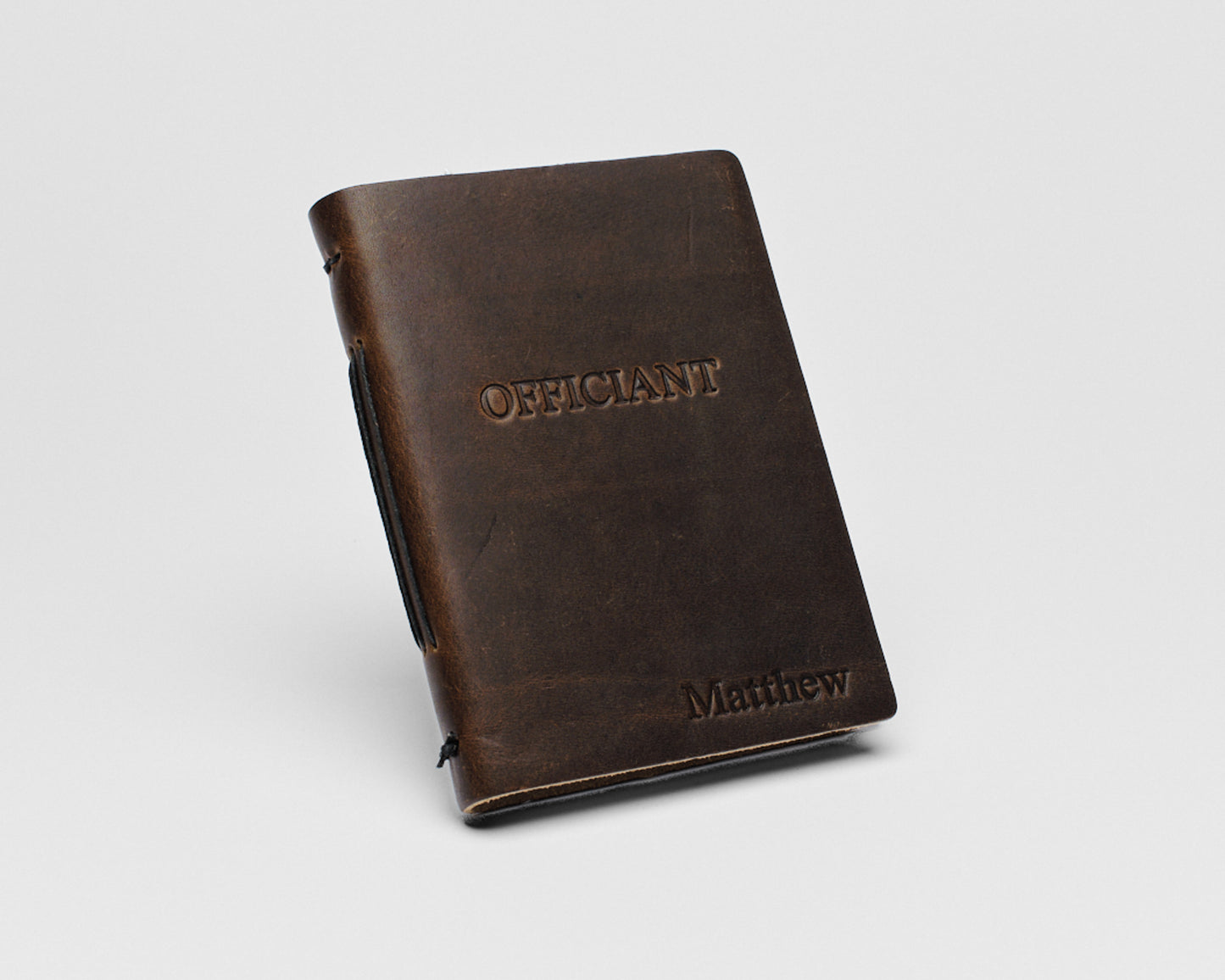 Personalized Leather Officiant Book - Tan Color