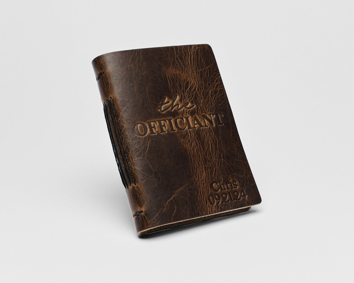 Personalized Leather Officiant Book | The Officiant - Tan color