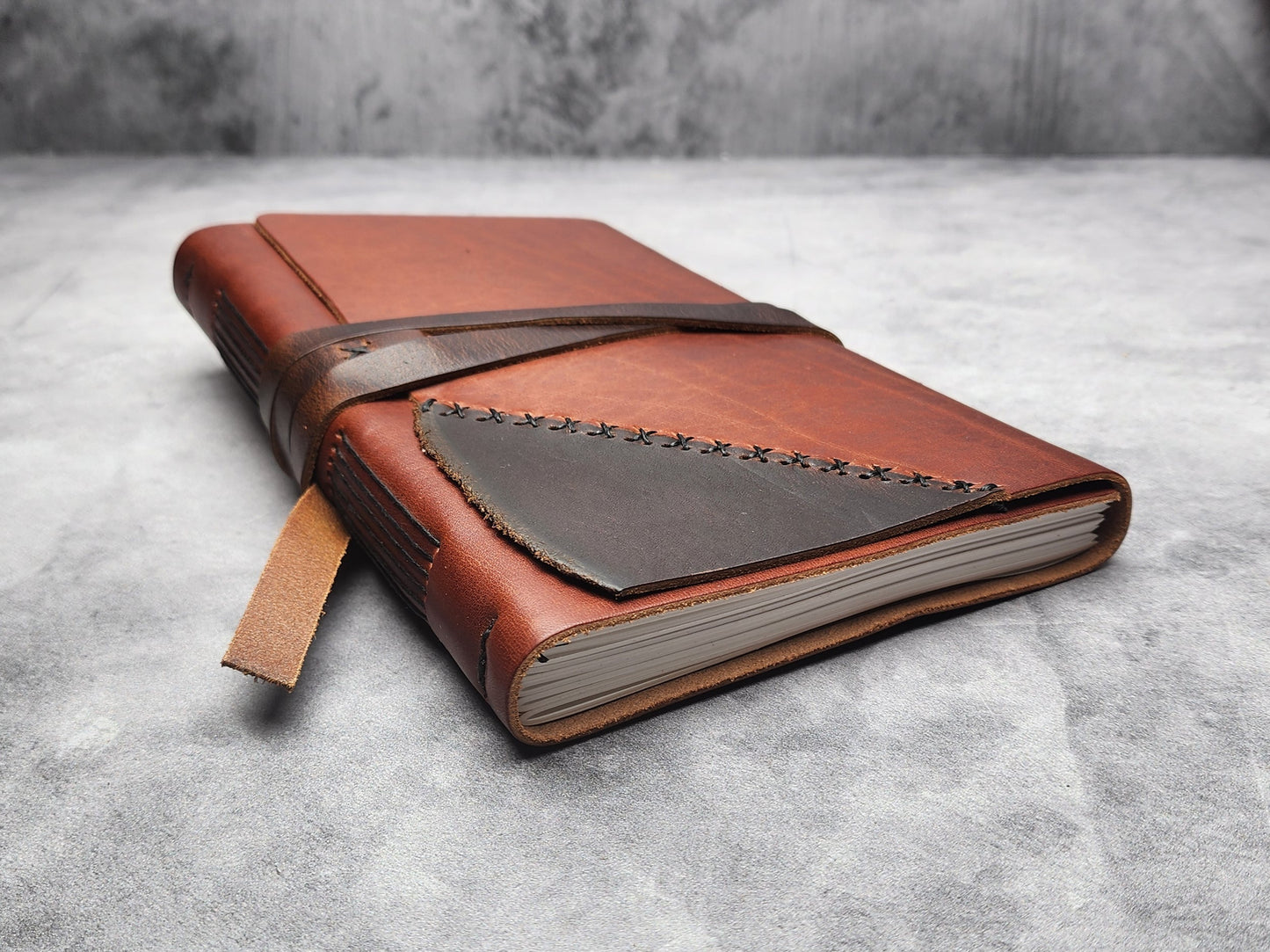 A5 (5.5x8.5") Wrap leather journal with lined pages - ooak