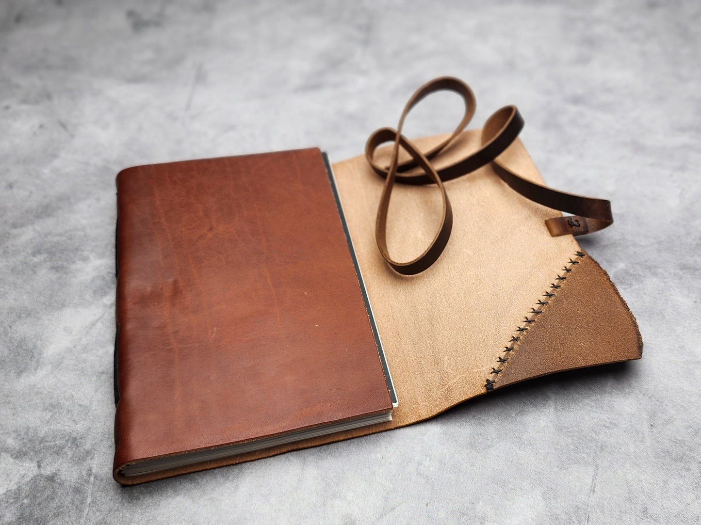 A5 (5.5x8.5") Wrap leather journal with lined pages - ooak