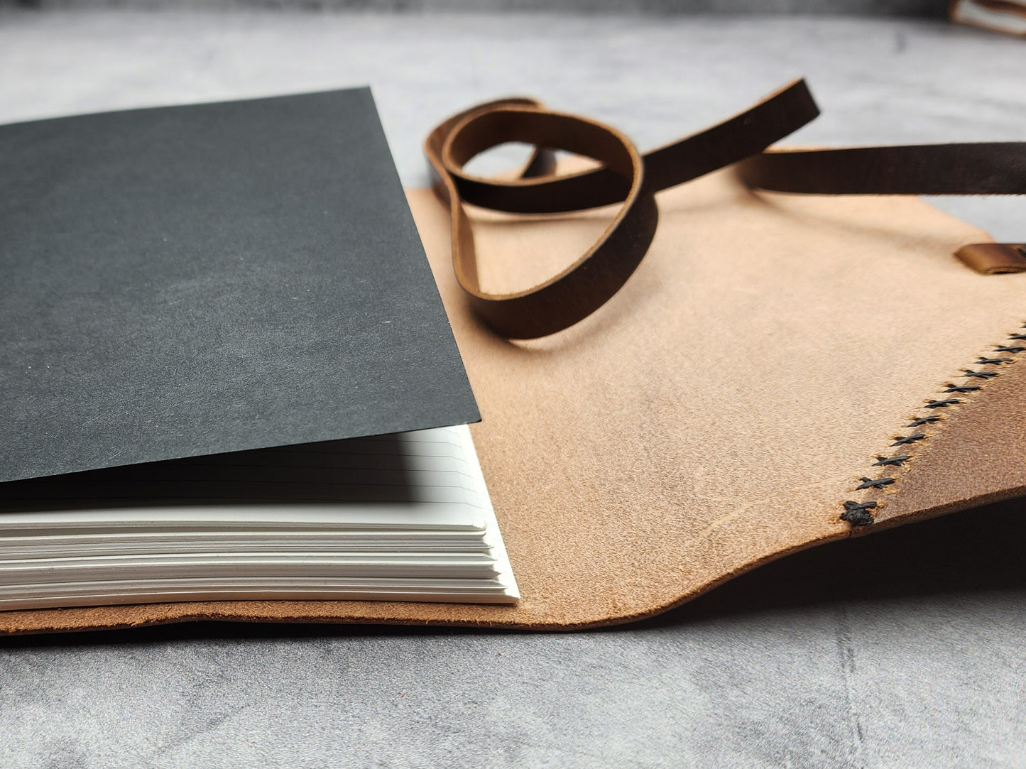 A5 (5.5x8.5") Wrap leather journal with lined pages - ooak