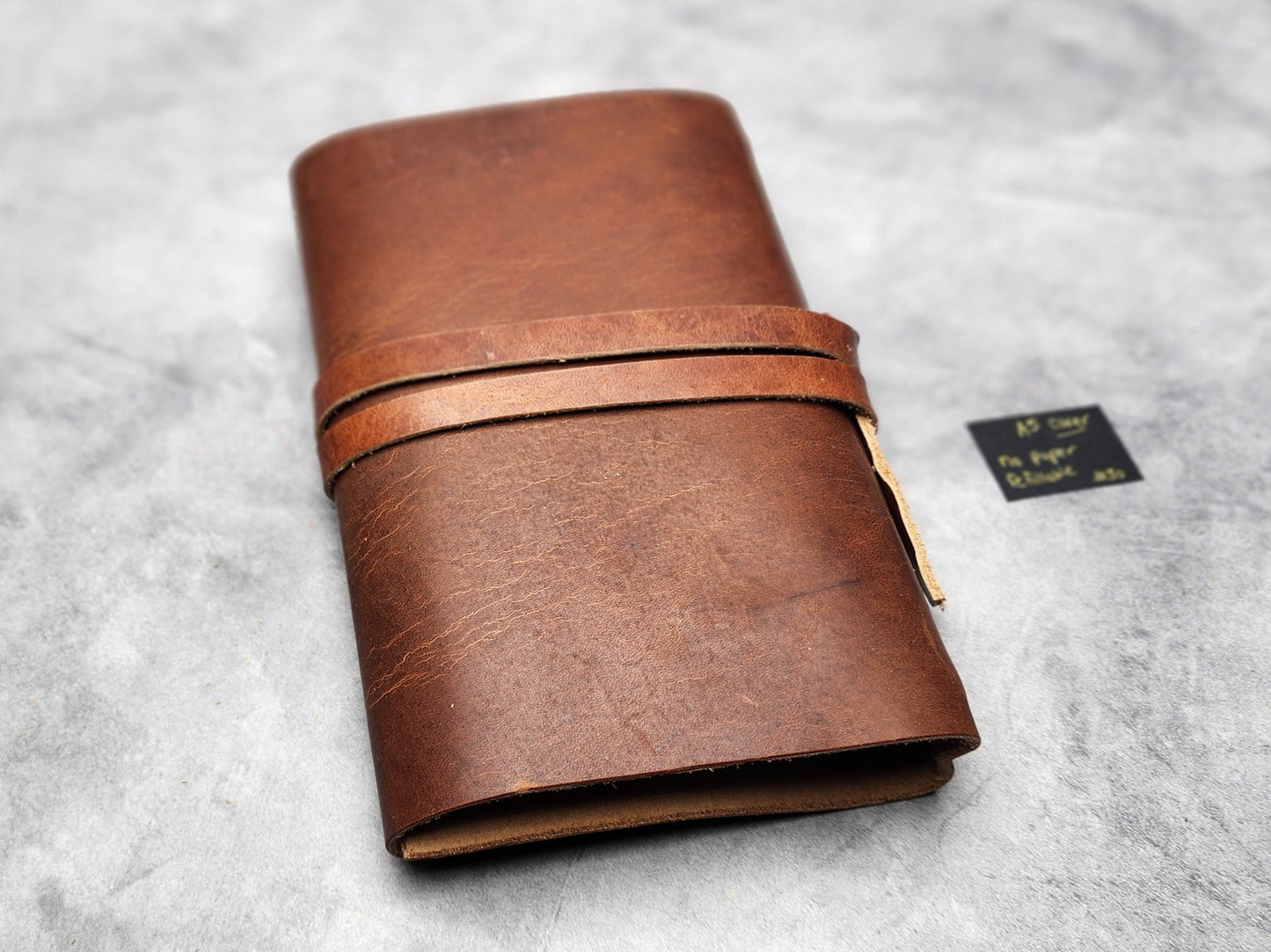Misprint sale A5 (5.5x8.5") REFILLABLE leather wrap journal cover- tan (#30) COVER ONLY "Katie"