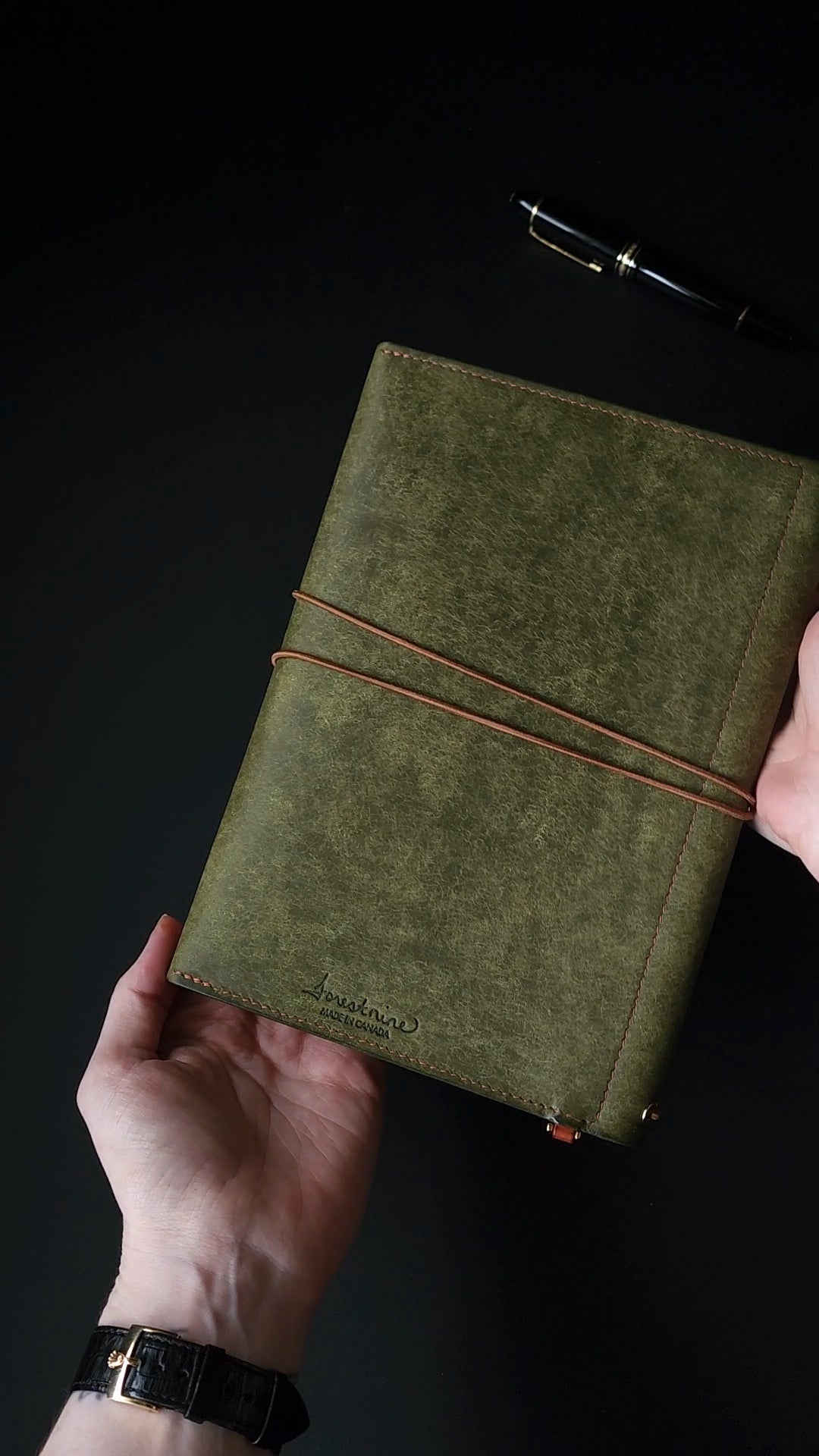 Ready to ship A5 trifold leather journal cover with pocket