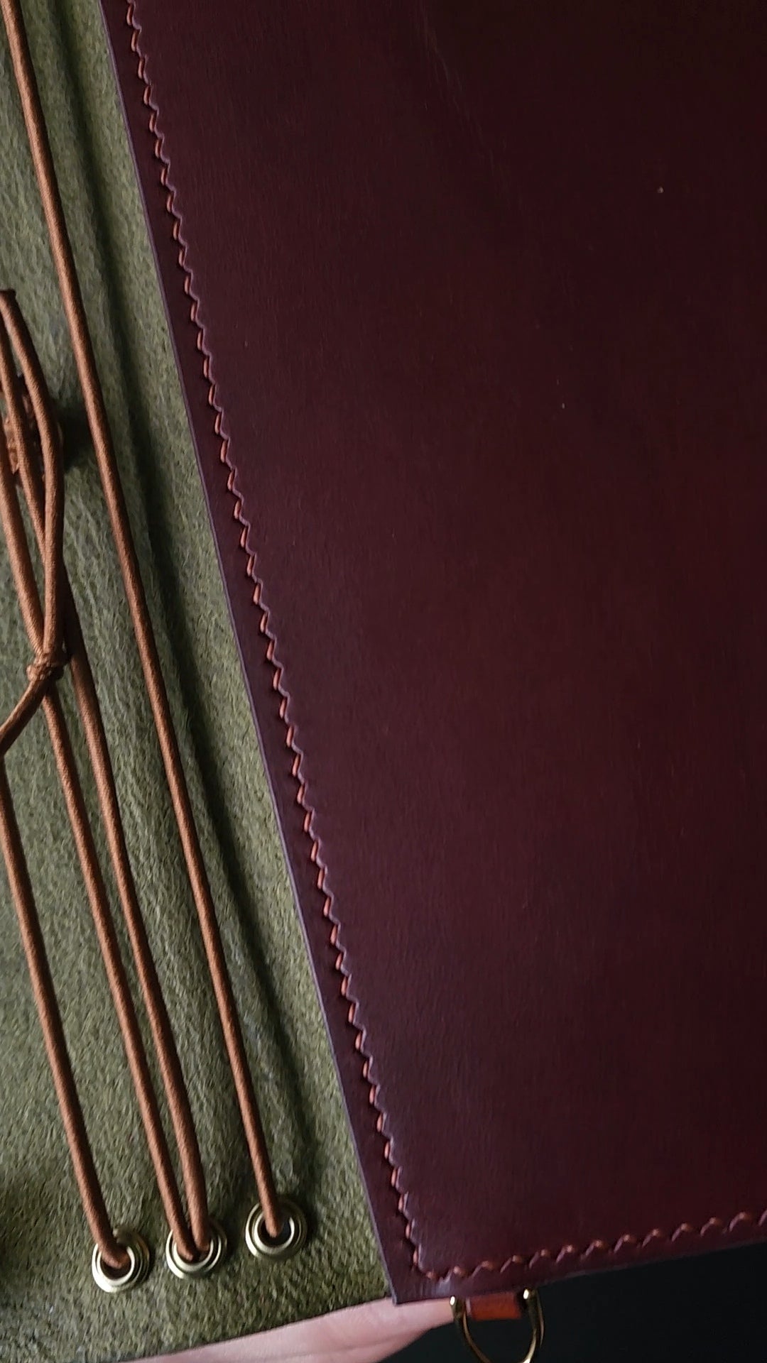 Ready to ship A5 trifold leather journal cover with pocket