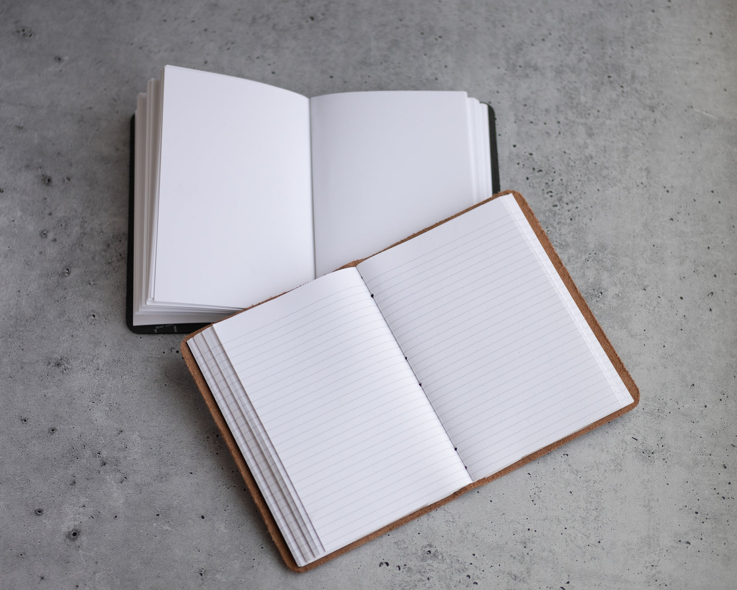 Personalized Leather Journal , No strap or closure - Black Color