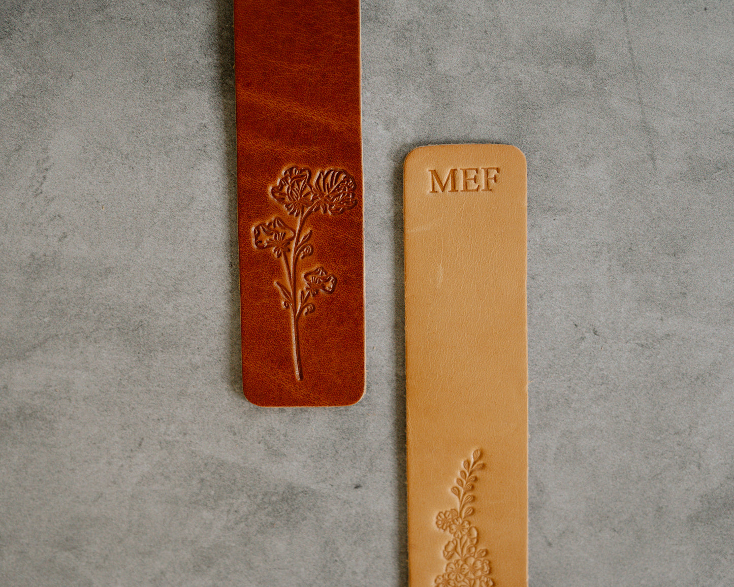 Personalized Leather Bookmark with Birth Month Flower