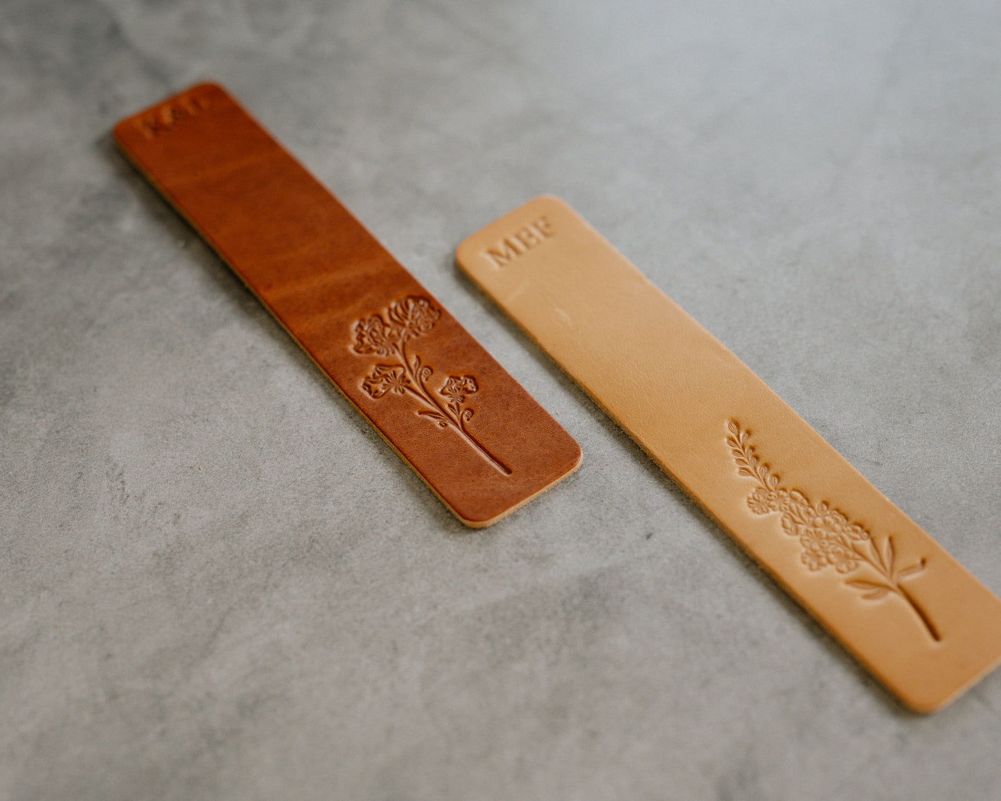 Personalized Leather Bookmark with Birth Month Flower