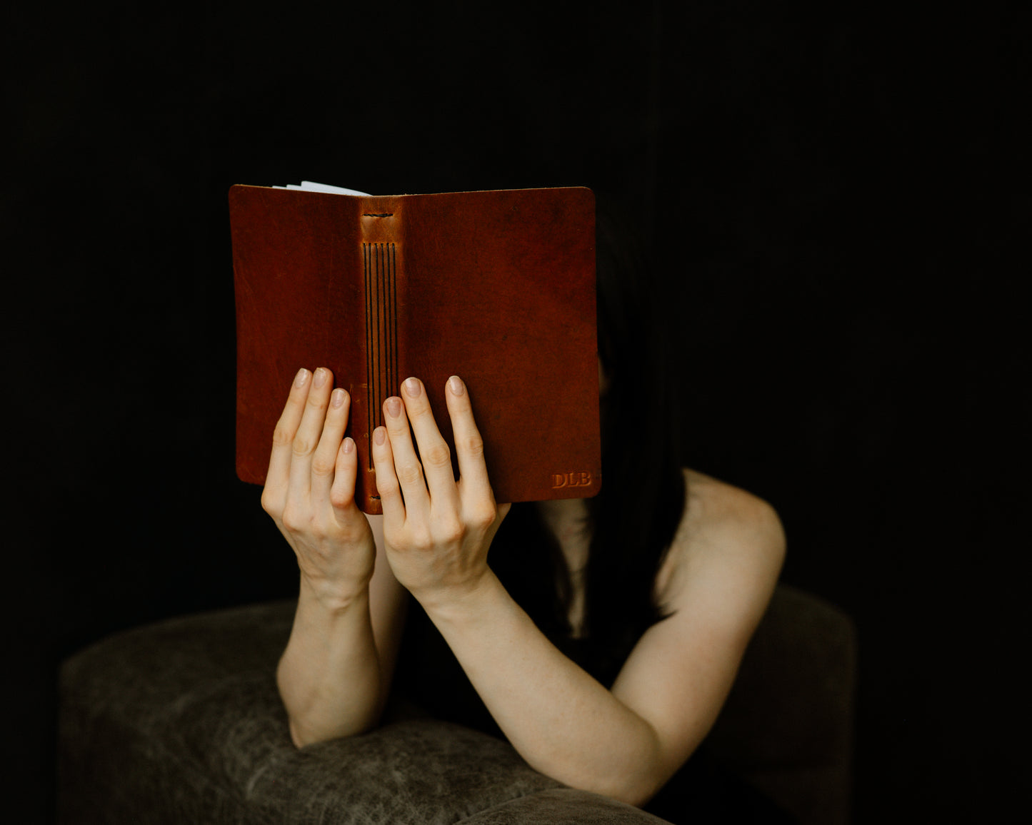 Personalized Leather Journal , No strap or closure - Dark Brown