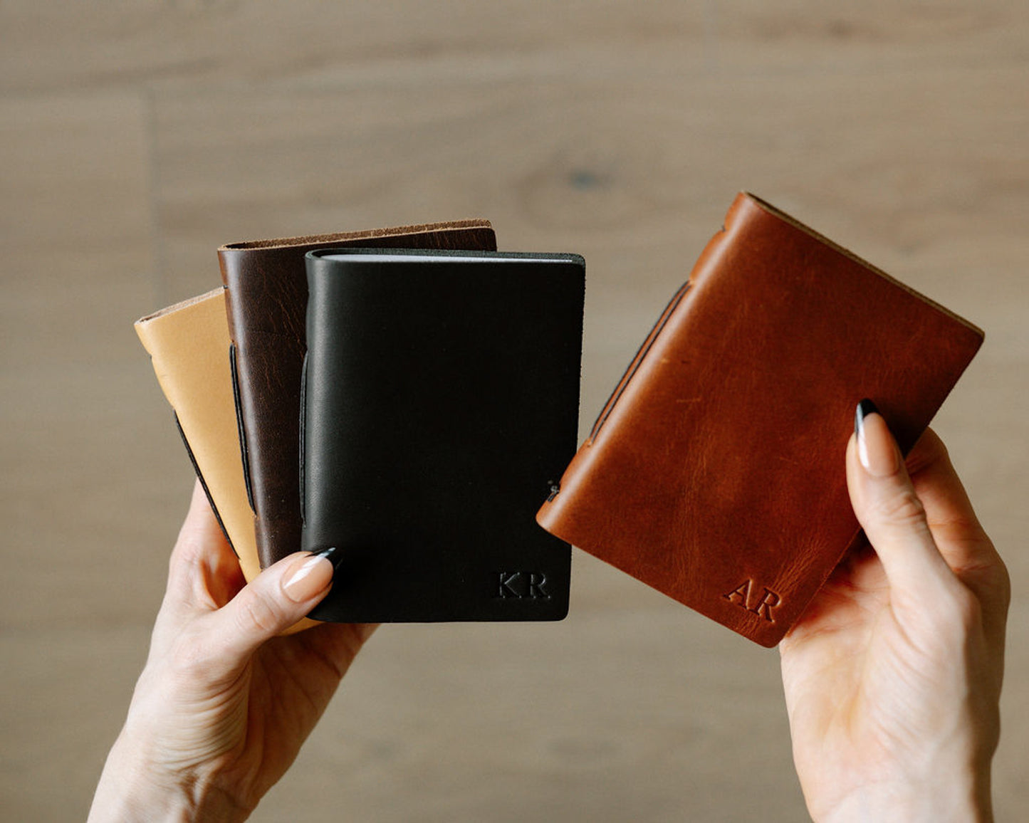 Personalized Leather Pocket Notebook 3.5x5" (Tan Color)