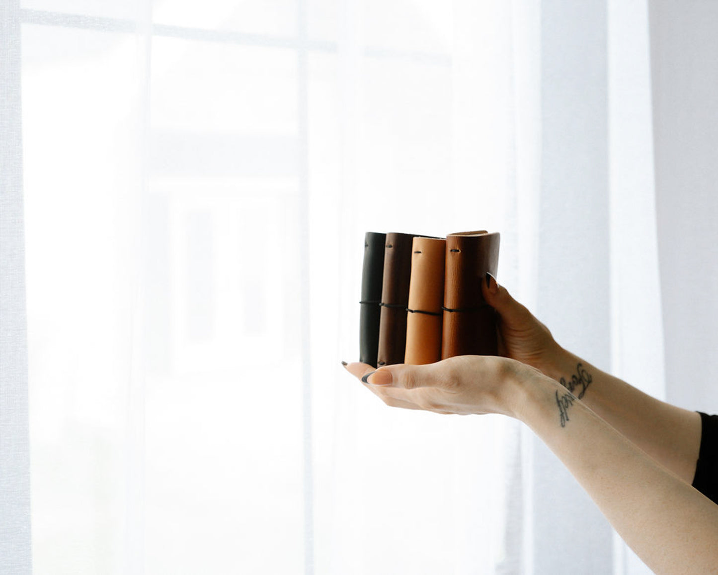 REFILLABLE Personalized Leather Pocket Notebook - Black