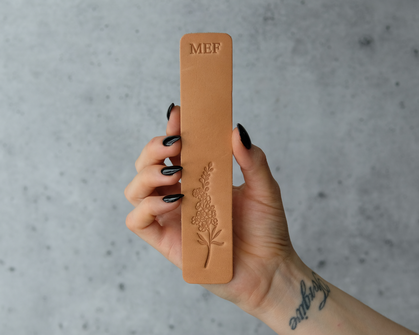 Personalized Leather Bookmark with Birth Month Flower