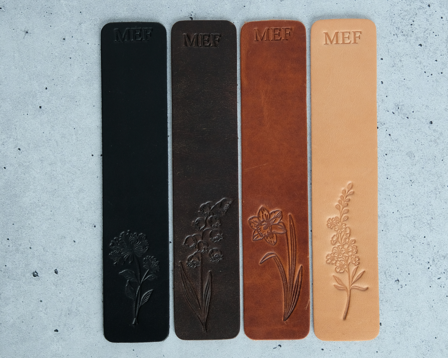 Personalized Leather Bookmark with Birth Month Flower