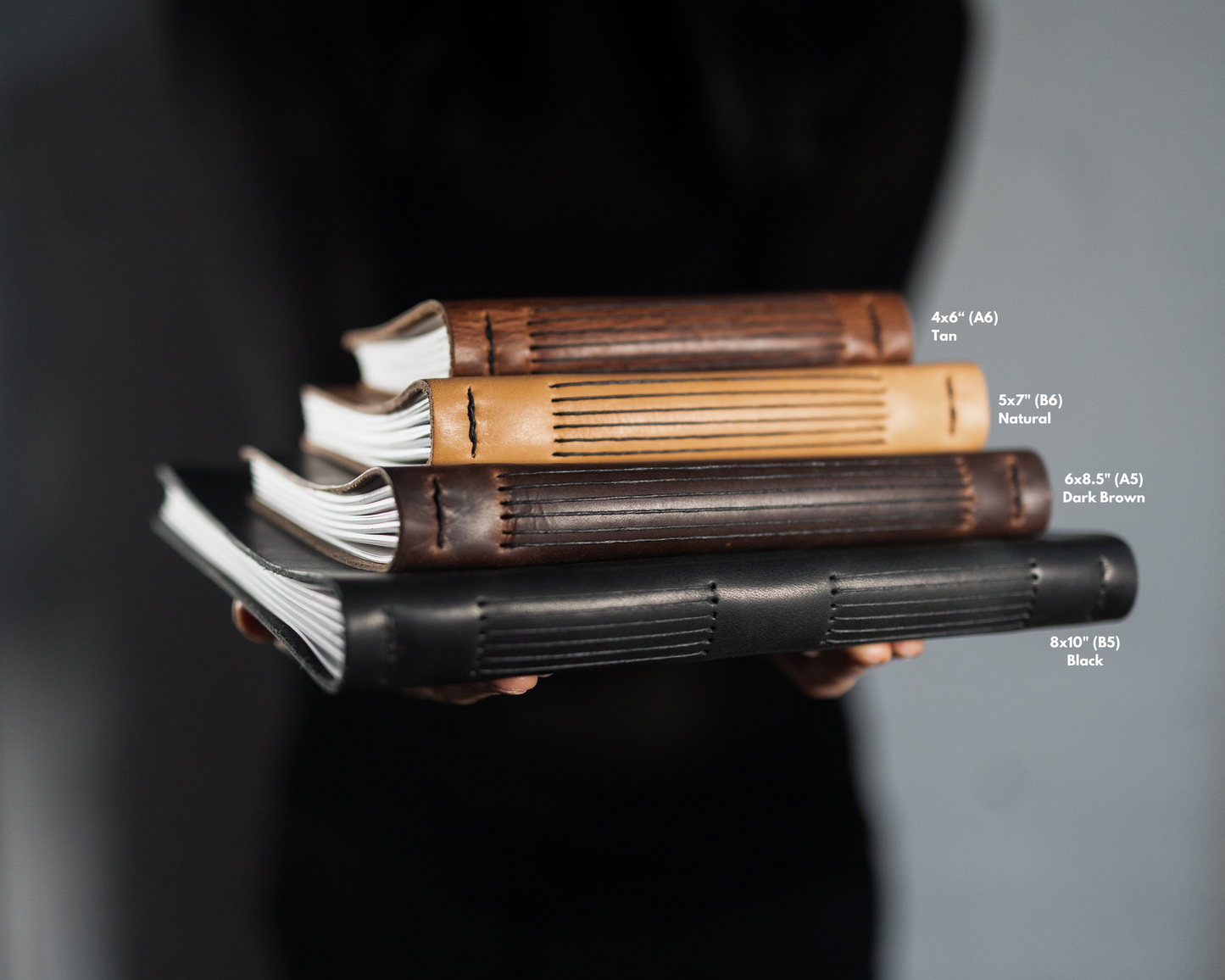 Personalized Leather Journal , No strap or closure - Dark Brown