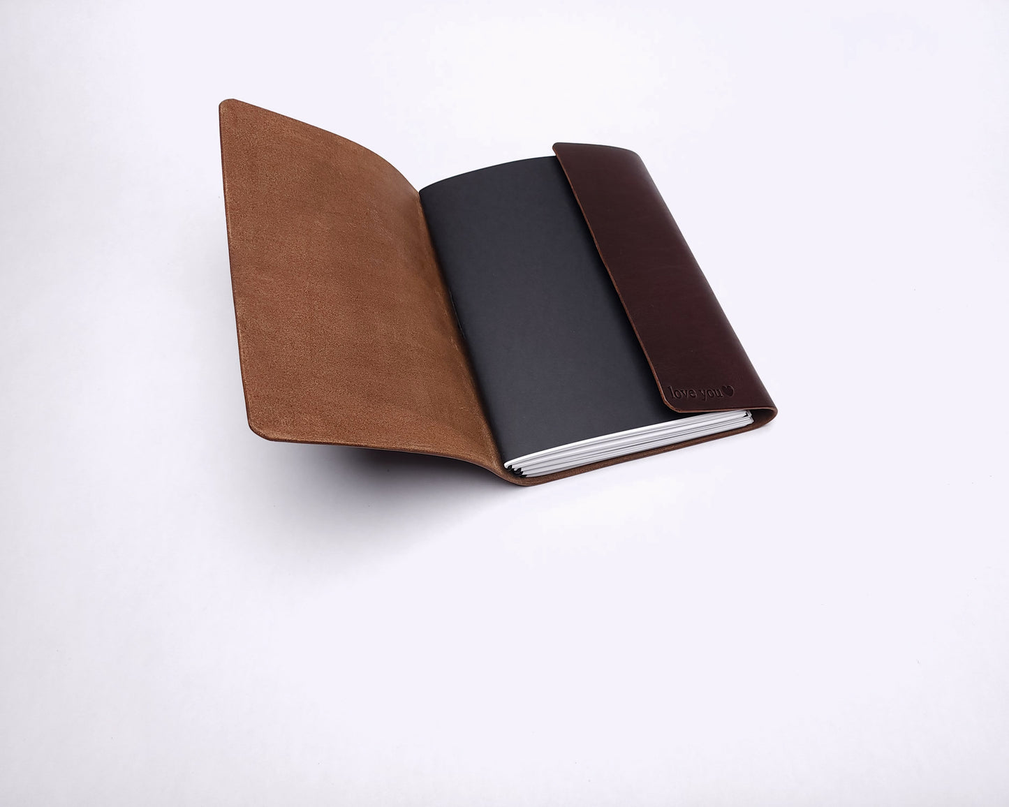 Refillable trifold leather journal cover - Inserts sold seperately