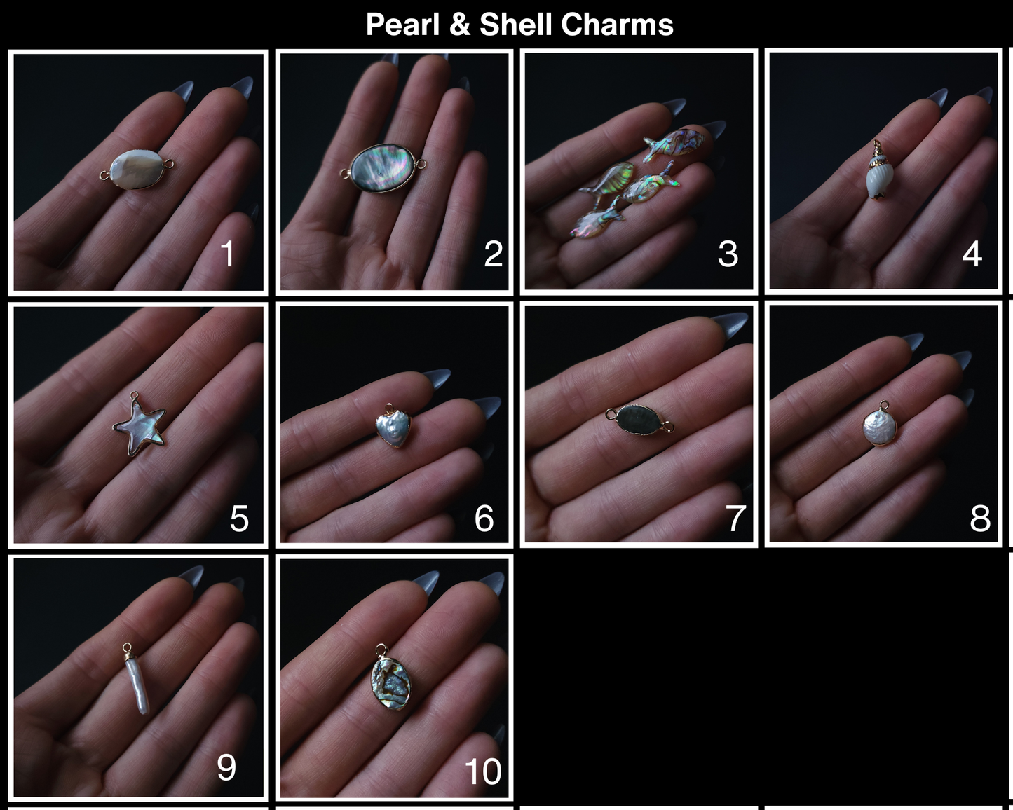 Journal charms - Pearls and Shells for trifold and refillable journals