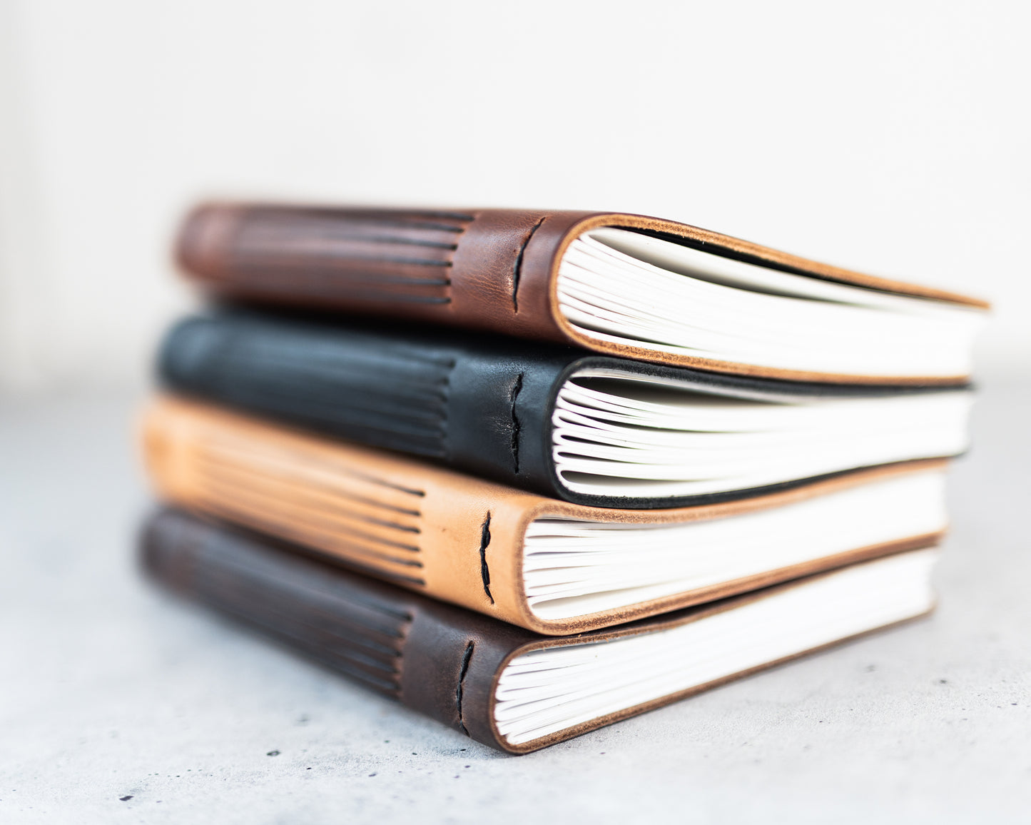 Personalized Leather Journal , No strap or closure - Dark Brown