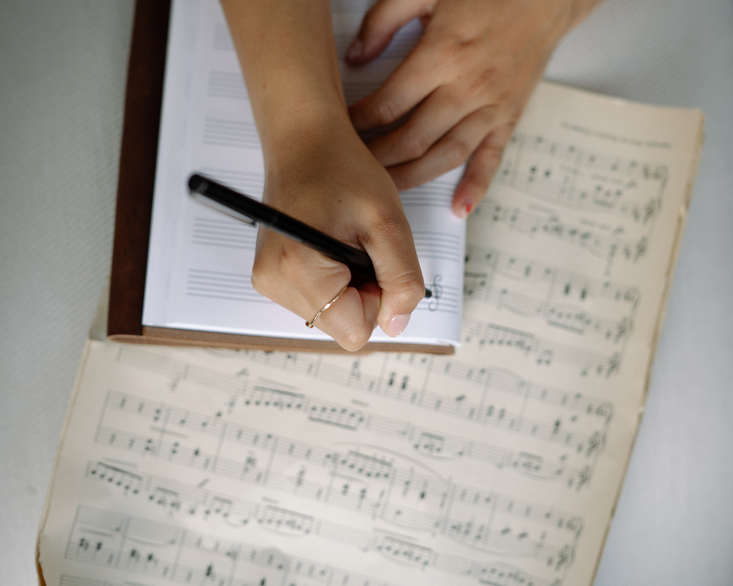 Personalized Leather Journal with Music Stave pages