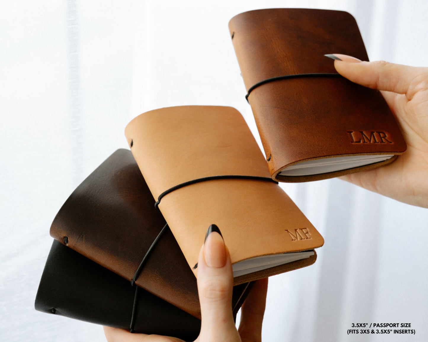 REFILLABLE Personalized Leather Pocket Notebook - Black