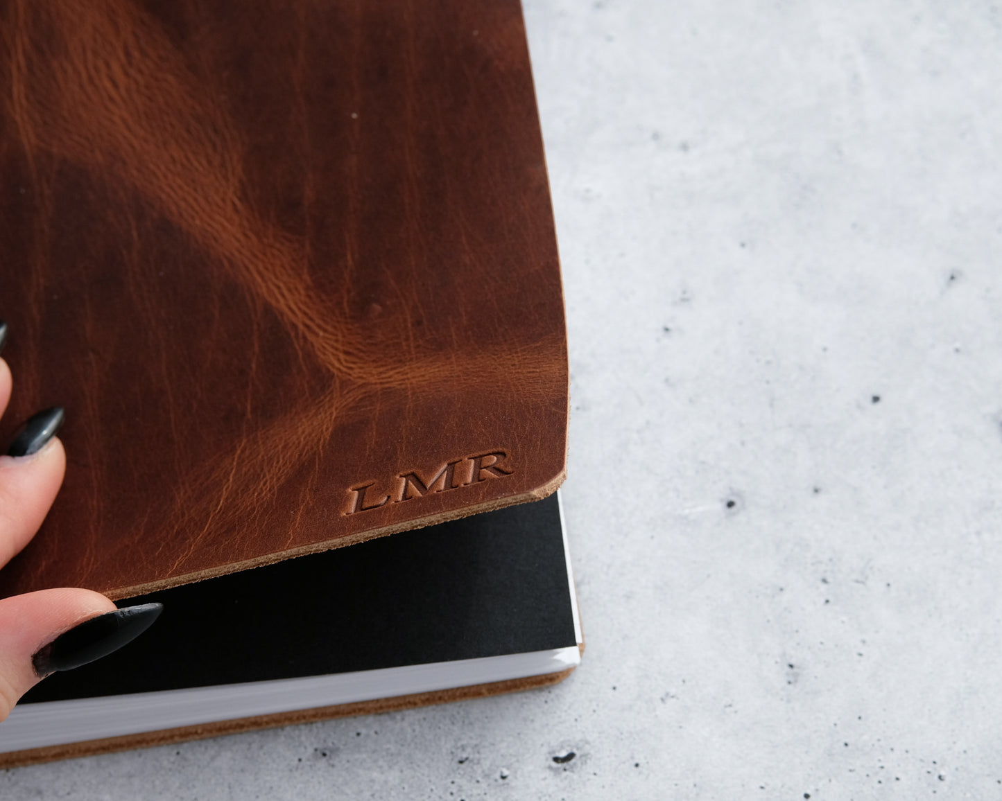 Personalized Leather Journal , No strap or closure - Dark Brown