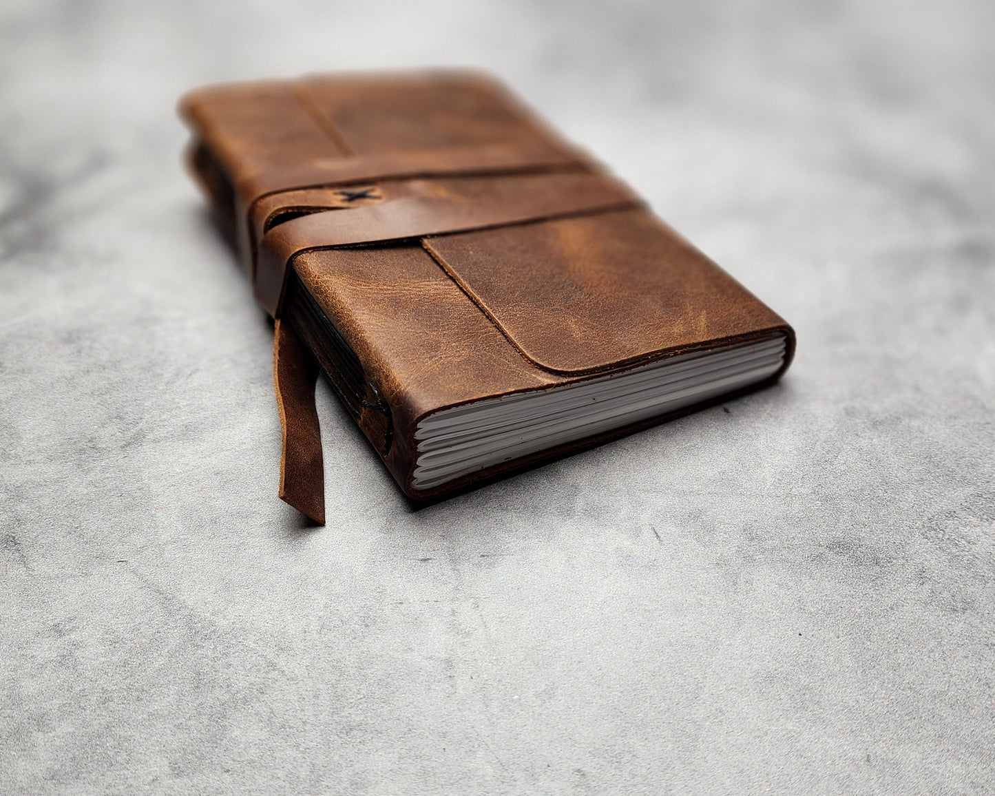 A6 (4x6")  180 pages, LINED Leather Journal with discontinued leather