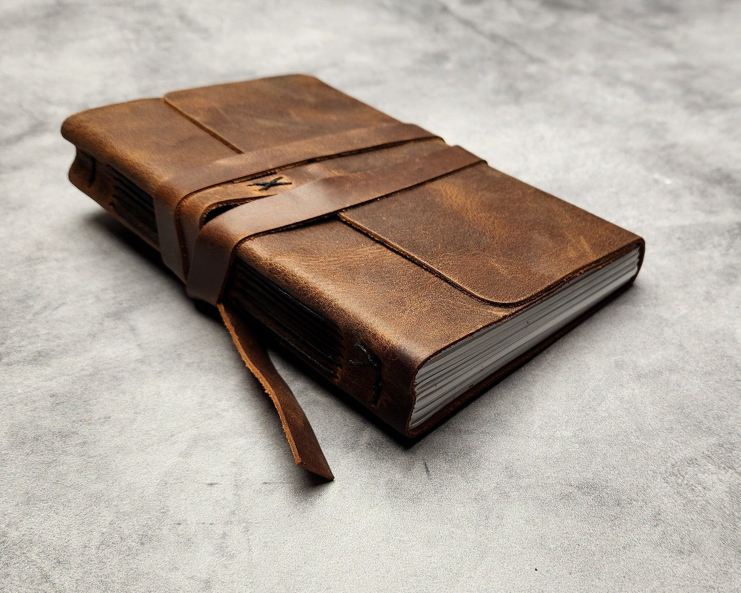 A6 (4x6")  180 pages, LINED Leather Journal with discontinued leather