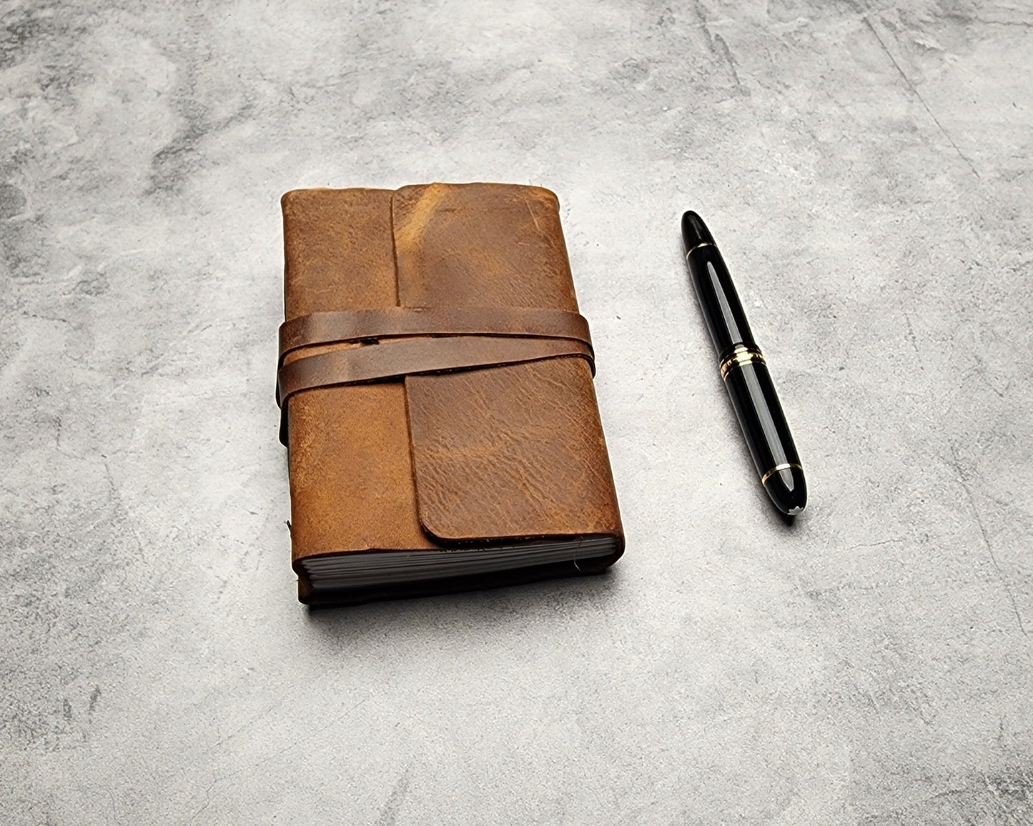A6 (4x6")  180 pages, LINED Leather Journal with discontinued leather