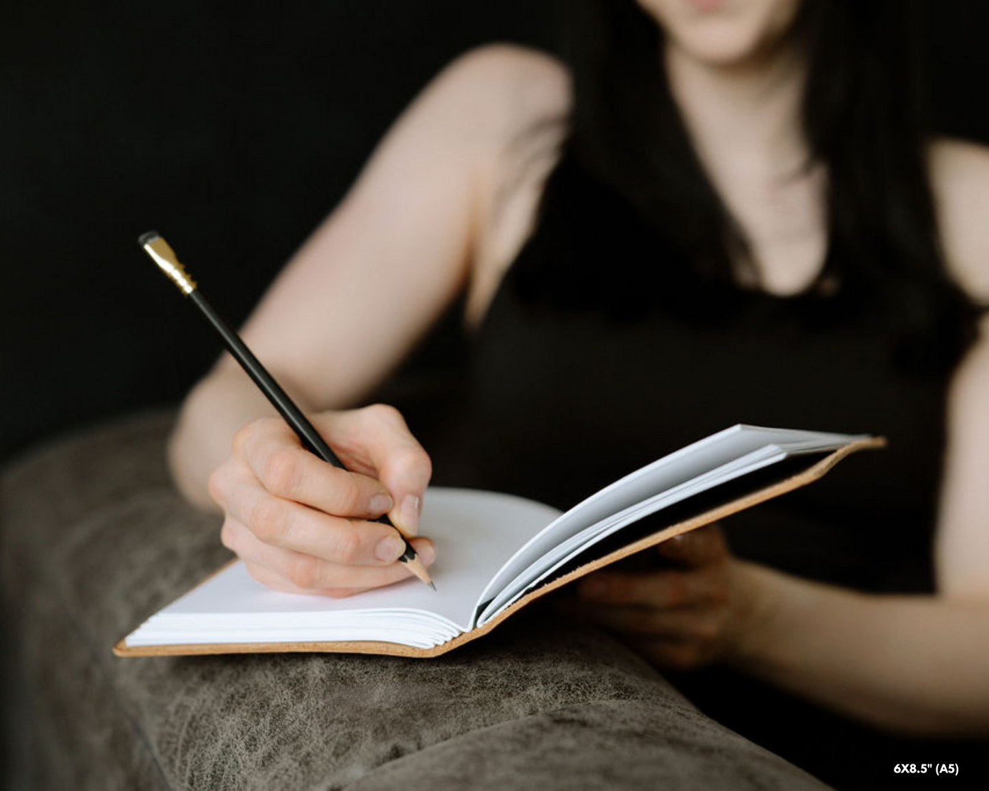 Personalized Leather Journal , No strap or closure - Dark Brown