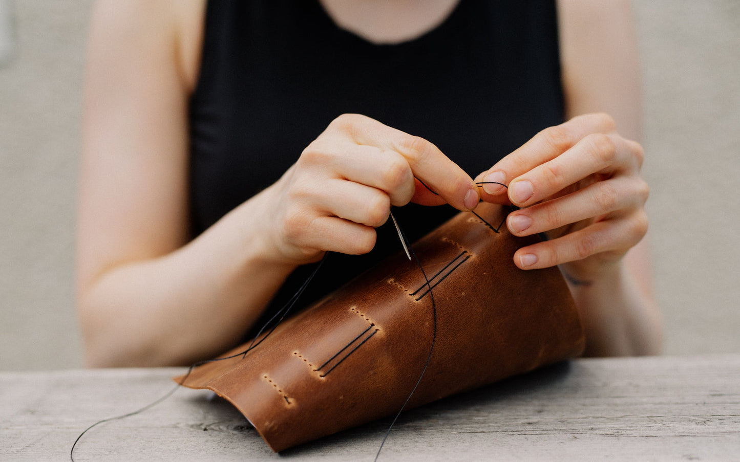 Personalized Leather Journal - Natural color with wrap closure