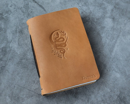 PERSONALIZED LEATHER  JOURNAL WITH MOONS
