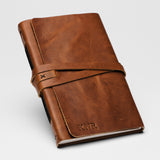 Personalized Leather Journal - Dark Brown with wrap closure