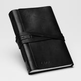 Personalized Leather Journal - Dark Brown with wrap closure