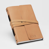 Personalized Leather Journal - Dark Brown with wrap closure