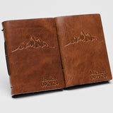 Personalized Leather Vow Books - With Mountains (Tan)