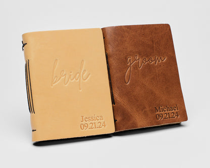 Personalized Leather Vow Books & Officiant Book Set| Officiant, Bride & Groom
