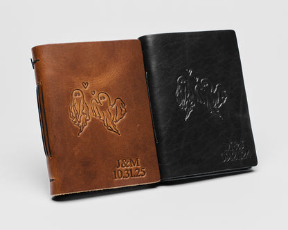 Personalized Leather Wedding Guestbook with Ghost Couple