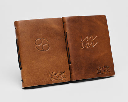 Personalized Leather Vow Books | Zodiac