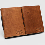 Personalized Leather Vow Books | Just Name's or Initials & Date in Corner