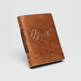Personalized Leather Officiant Book - (cursive) Tan