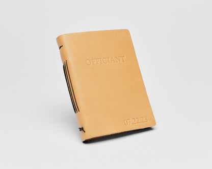 Personalized Leather Officiant Book - Tan Color
