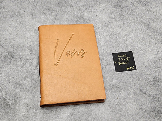 Misfits sale - 3.5x5" size Leather Vows Book with lined pages - Natural color (#08)