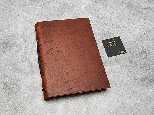 Misfits sale - 3.5x5" size Leather Pocket Journal with lined pages - Tan color (#09)