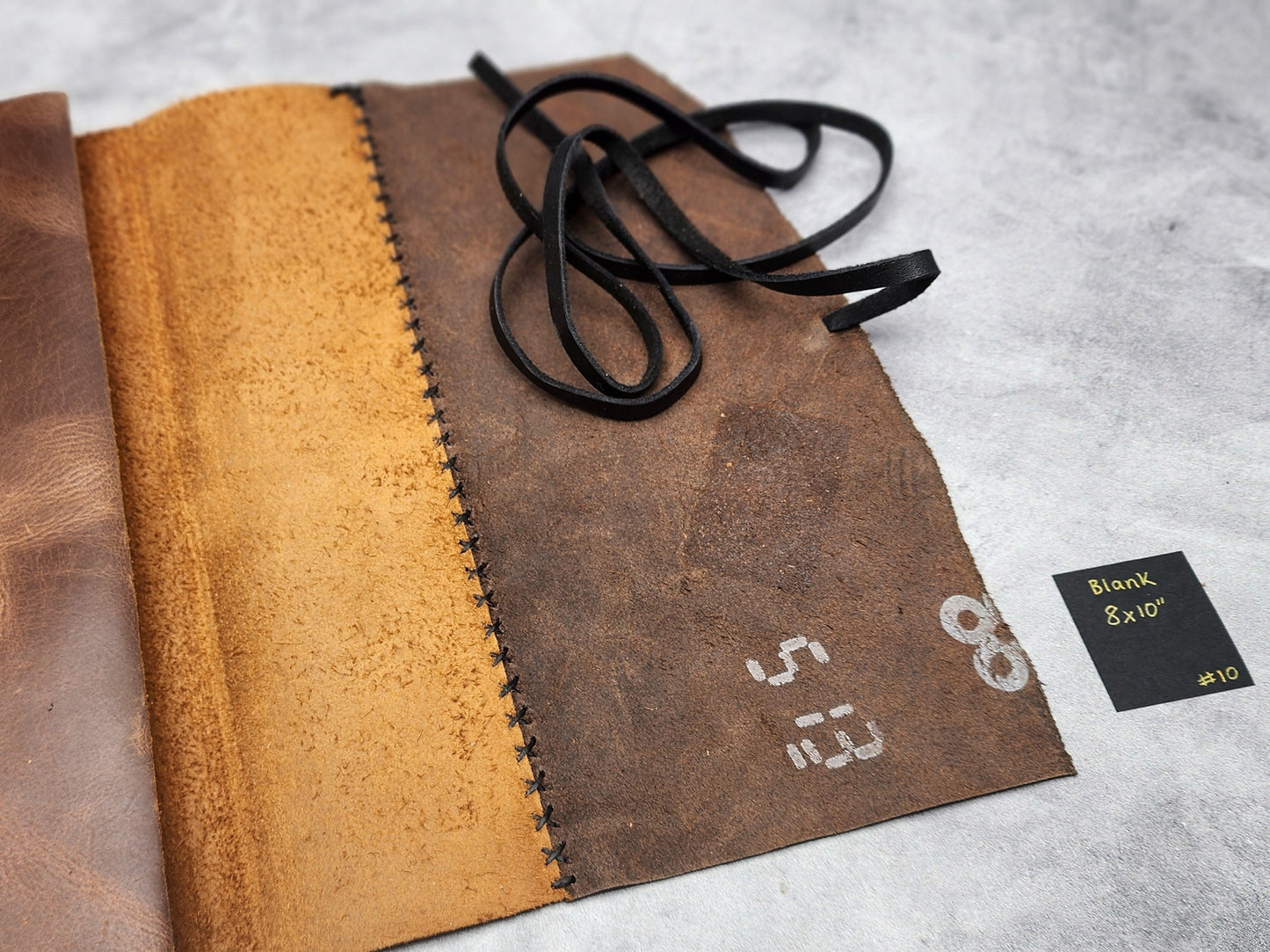 B5 (8x10") Wrap leather journal with blank pages - ooak