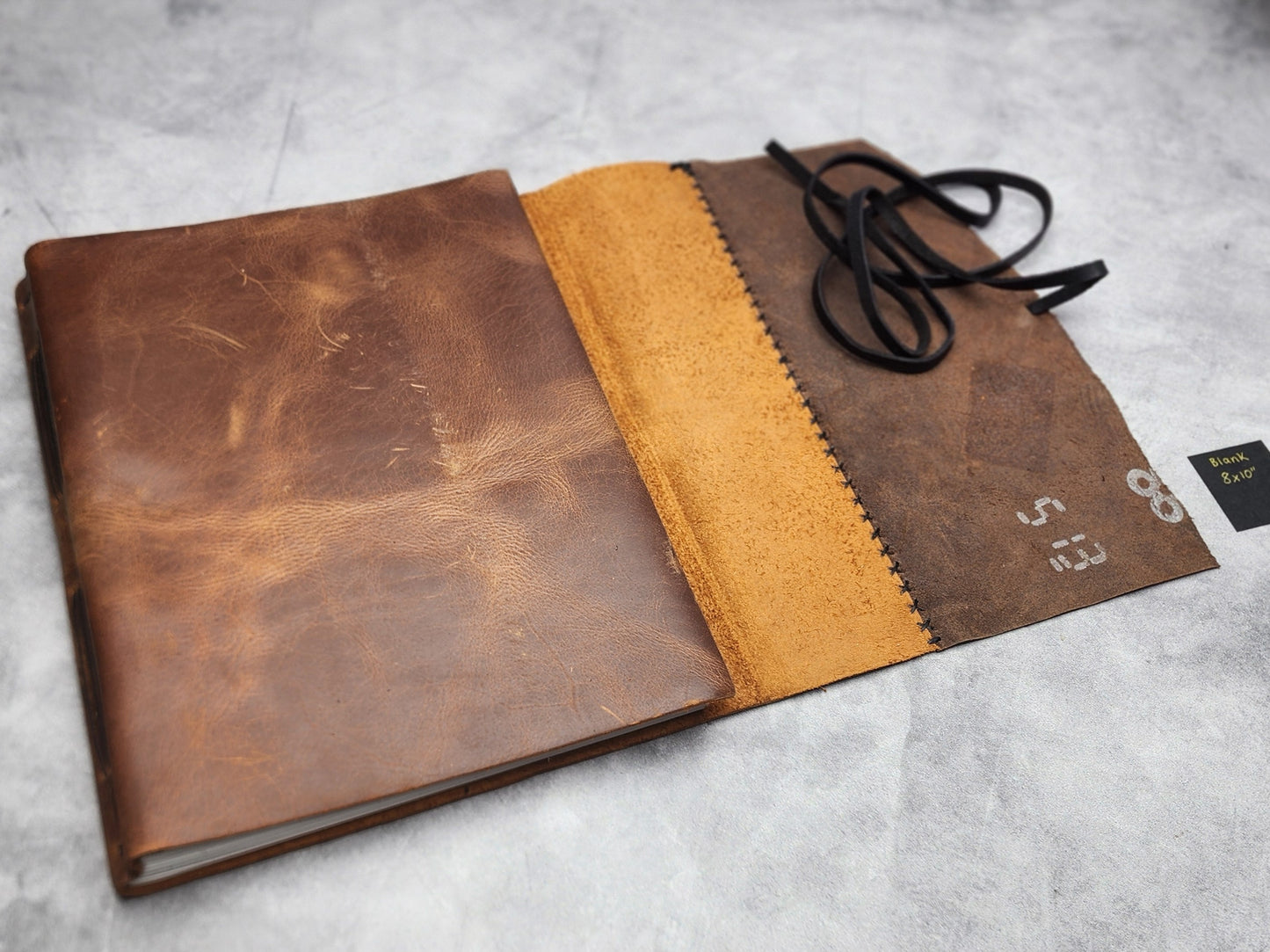 B5 (8x10") Wrap leather journal with blank pages - ooak