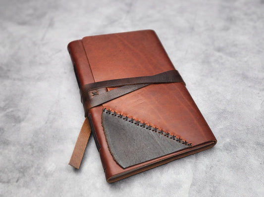 A5 (5.5x8.5") Wrap leather journal with lined pages - ooak