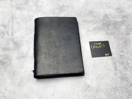 Misfits sale - 3.5x5" size Leather Pocket Journal with lined pages - Black color (#18)