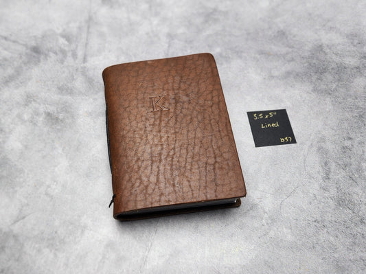 Misfits sale - 3.5x5" size Leather Pocket Journal with lined pages - (#37) dark brown color